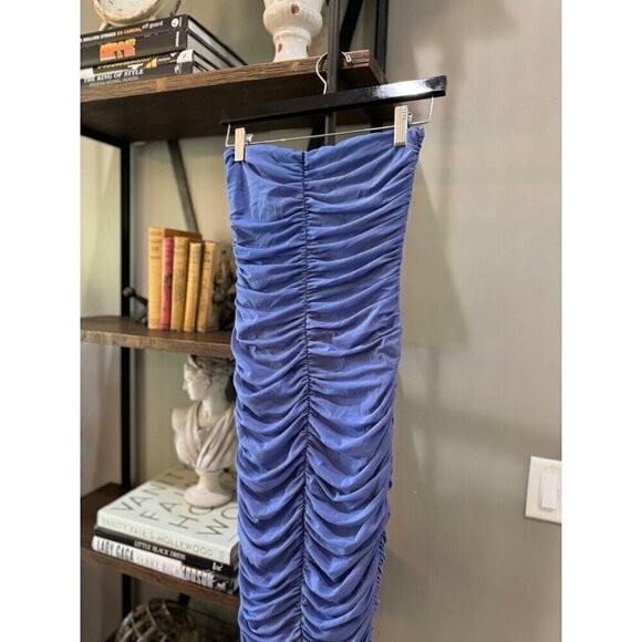 NOOKIE Zen Bodycon Ruched Midi Dress Periwinkle Blue Purple Womens Size Medium - Picture 5 of 8